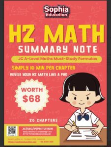 H2 Math Summary Note – JC A-Level Must-Study Formulas by Sophia Education. Quick revision guide covering 20 chapters.